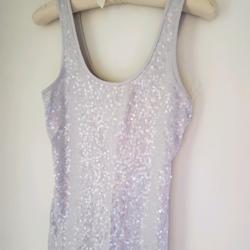 Express Medium Gray tank top with sequins